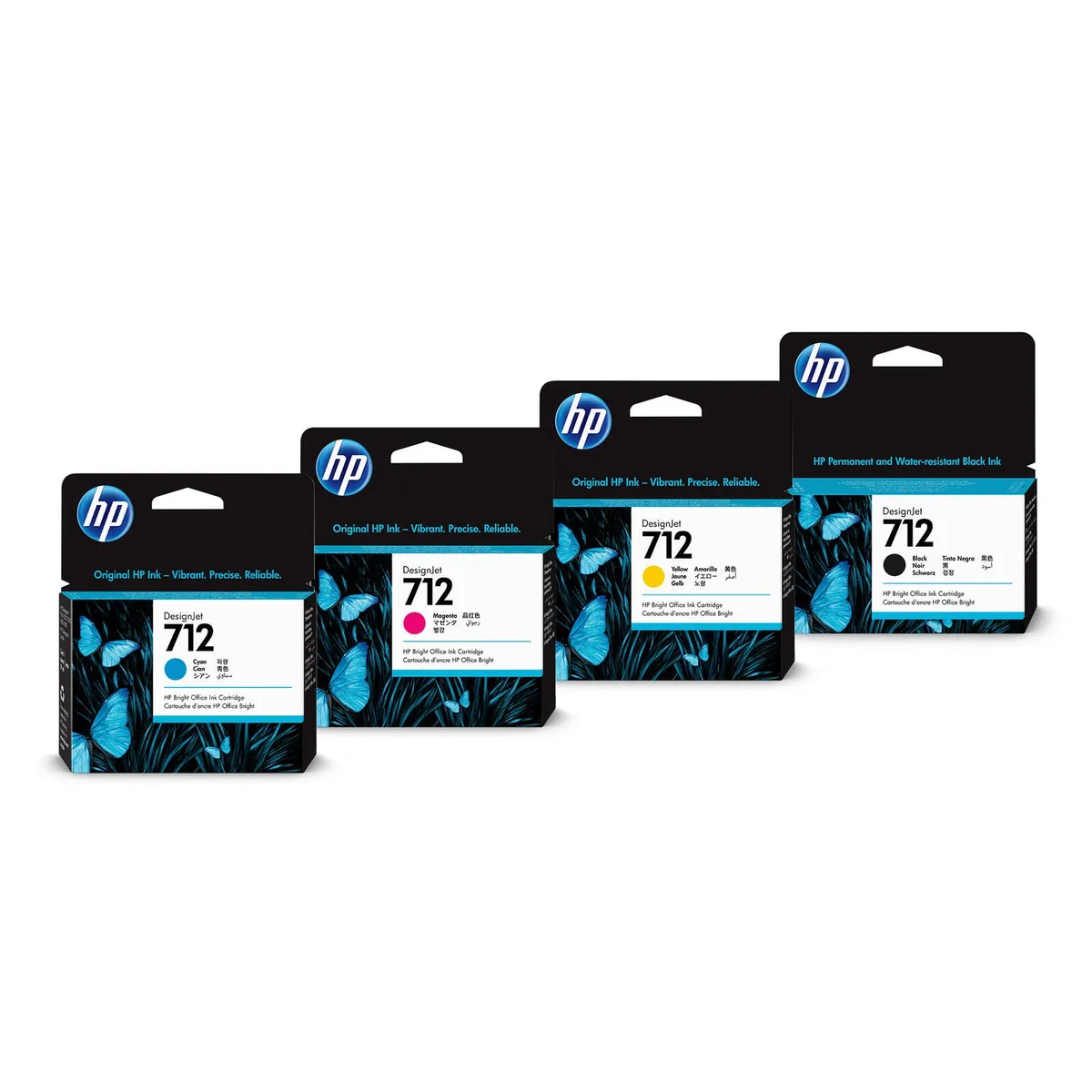 Original 712 Druckerpatronen - 4er Multipack (3ED67A, 3ED68A, 3ED69A, 3ED71A) från HP – produktbild