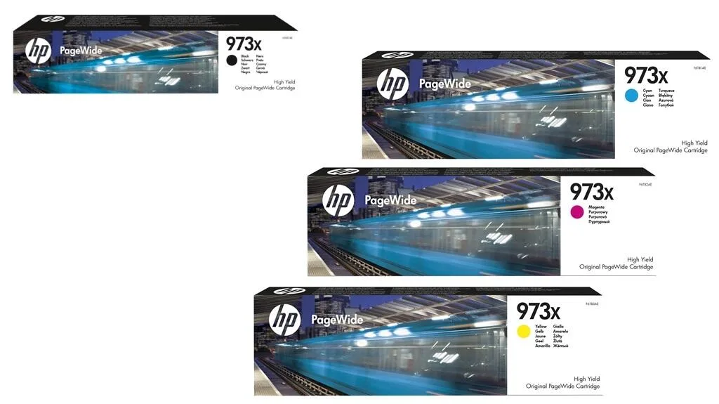 Original 973X Druckerpatronen 4er Set schwarz, cyan, magenta, gelb från HP – produktbild