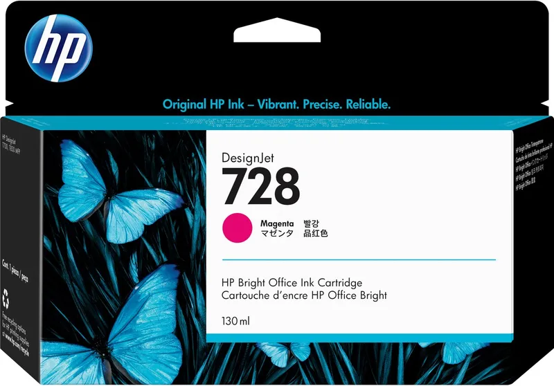 Original Ink Cartridge HP 728 (130 ml) by HP in Magenta – product photo