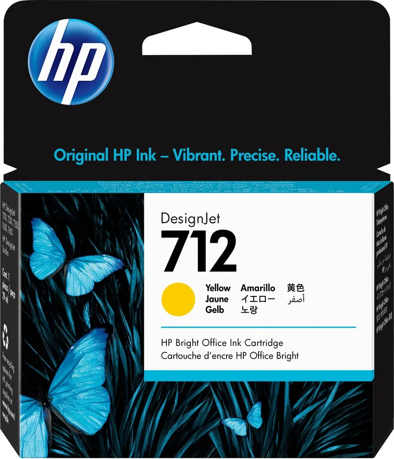 Original Ink Cartridge HP Cartucho de Tinta HP DesignJet 712 amarillo de 29 ml Yellow de HP en Jaune – photo produit