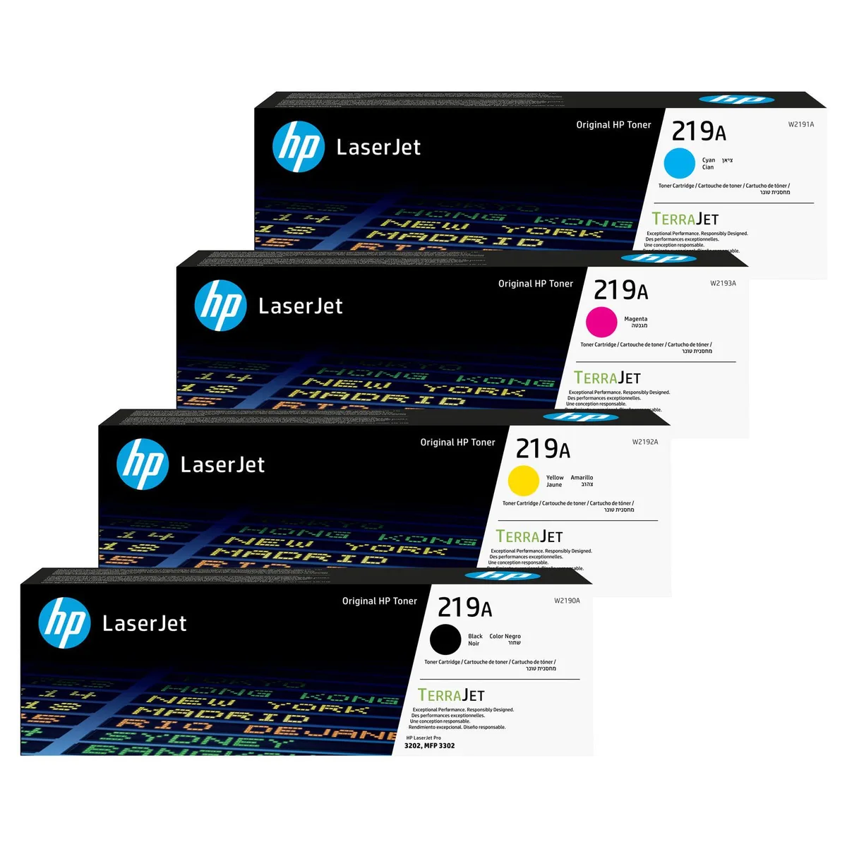 Original Toner Set 219A - 4er Multipack (W2190A, W2191A, W2192A, W2193A) fra HP – produktbillede