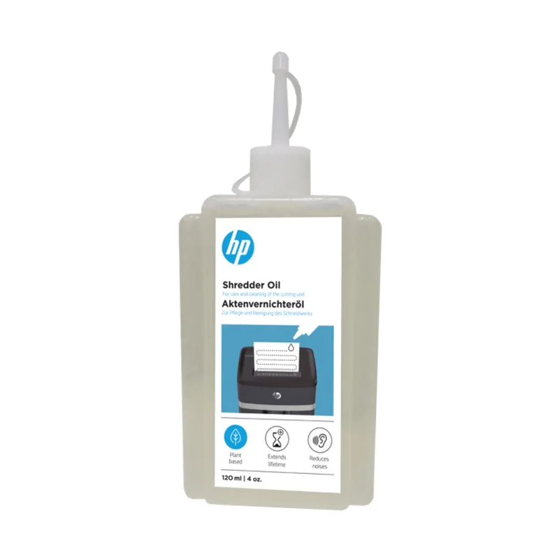 Papierversnipperaar olie - 120 ml - Afsluitbare doseerfles - Plantaardig smeermiddel voor shredder de HP en Transparent – photo produit