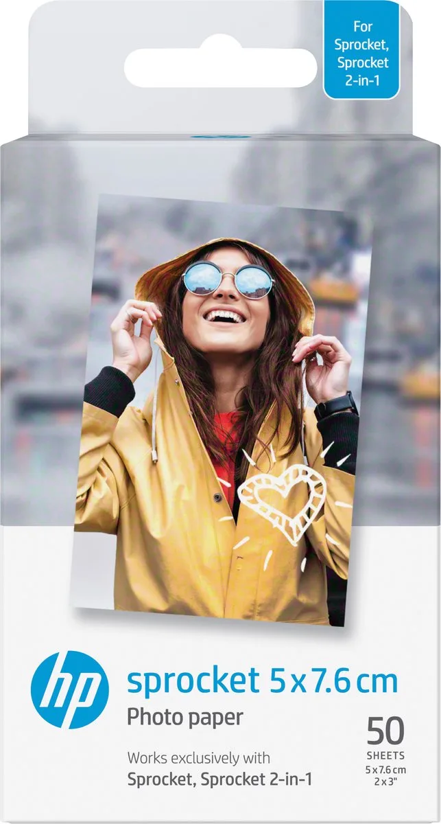Sprocket - Zelfklevend fotopapier - 5 x 7,6 cm - 50 vel från HP i Vit – produktbild