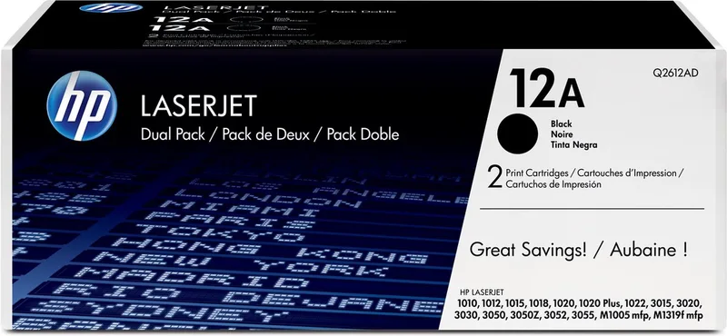 Toner 12AD Origineel 2-pack 4000 bladzijden Q2612AD de HP en Noir – photo produit