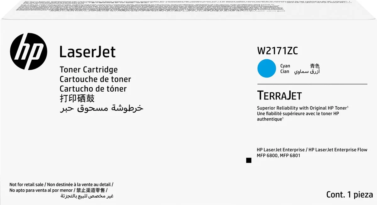 W2171ZC originele contract LaserJet tonercartridge fra HP i Cyaan – produktbillede