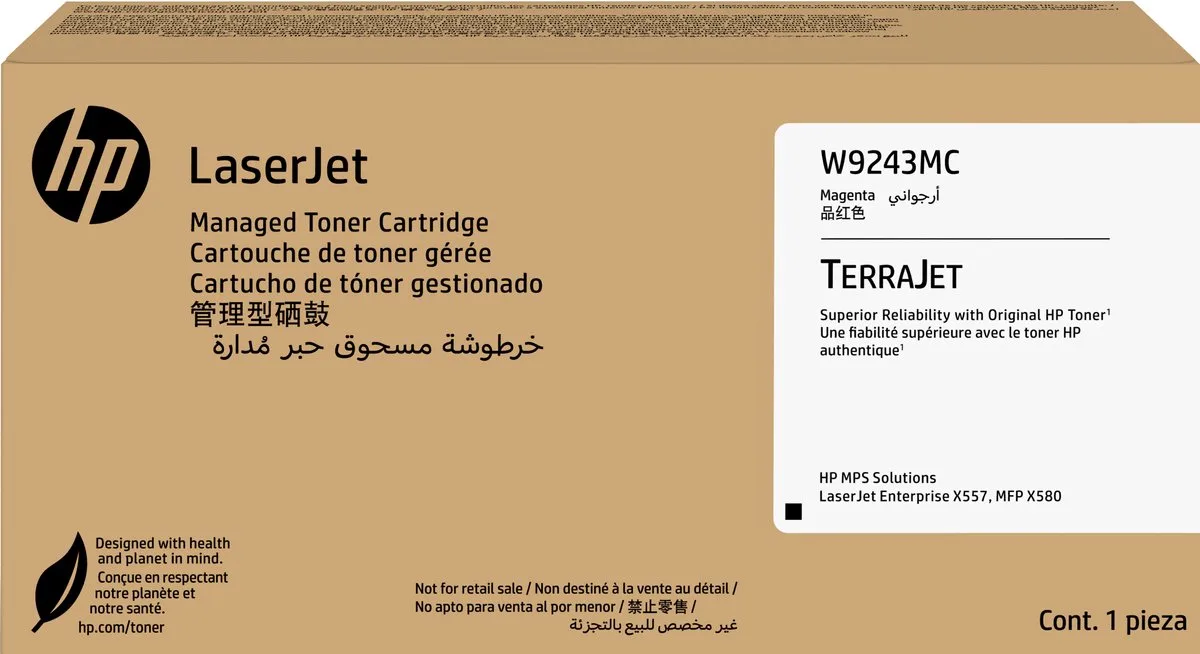 W9243MC Managed originele LaserJet-tonercartridge fra HP i Magenta – produktbillede