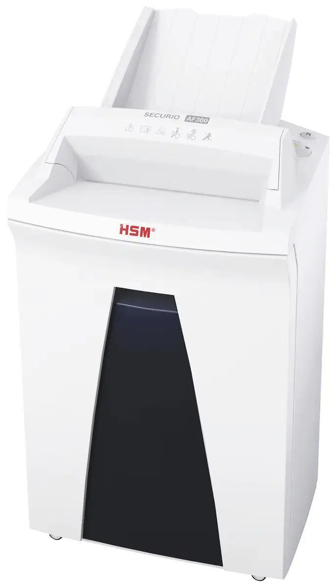 AF300 Papierversnipperaar Cross cut 1.9 x 15 mm Aantal bladen (max.): 10 vellen Ook geschikt voor Nietjes, Paperclips, Creditcards, Versnippert alleen von HSM in Weiß – Produktfoto