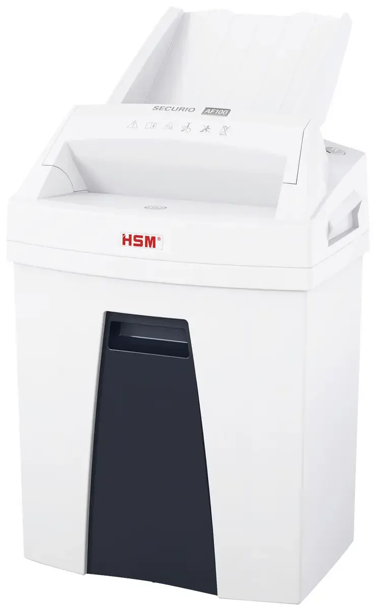 Securio AF100 Aktenvernichter 7 Blatt Partikelschnitt 4 x 25 mm P-4 25 l Vernichtet auch Büroklammern, Heftklammern, Kreditkarten, Vernichtet nur Papier im de HSM – photo produit