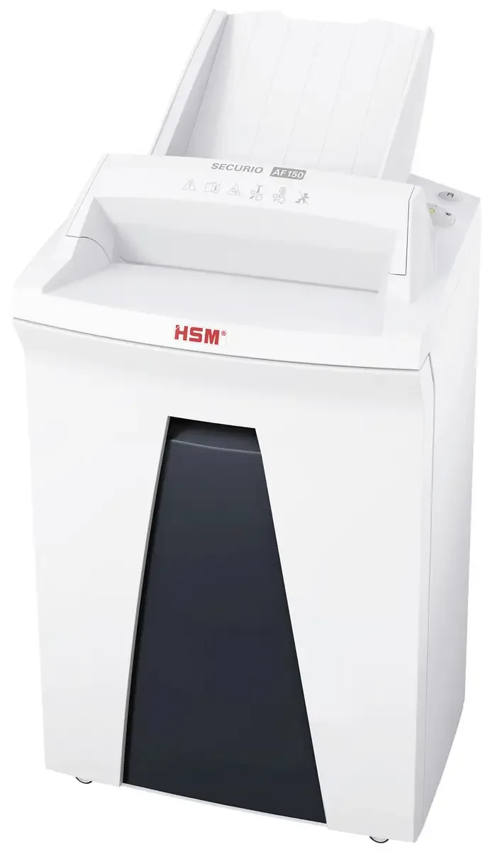 SECURIO AF150 Autofeed Aktenvernichter 10 Blatt Partikelschnitt 4.5 x 30 mm P-4 34 l Vernichtet auch CDs, DVDs, Heftklammern, Büroklammern, Kreditkarten von HSM – Produktfoto