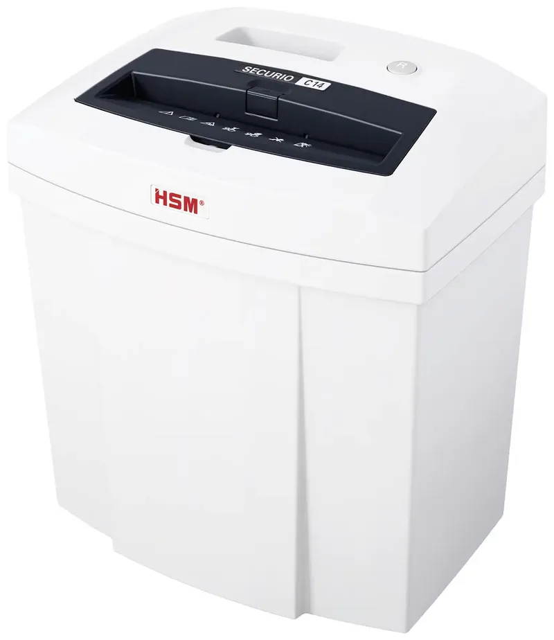 SECURIO C14 Aktenvernichter 6 Blatt Partikelschnitt 4 x 25 mm P-4 20 l Vernichtet auch Heftklammern, Büroklammern, Kreditkarten van HSM – productfoto