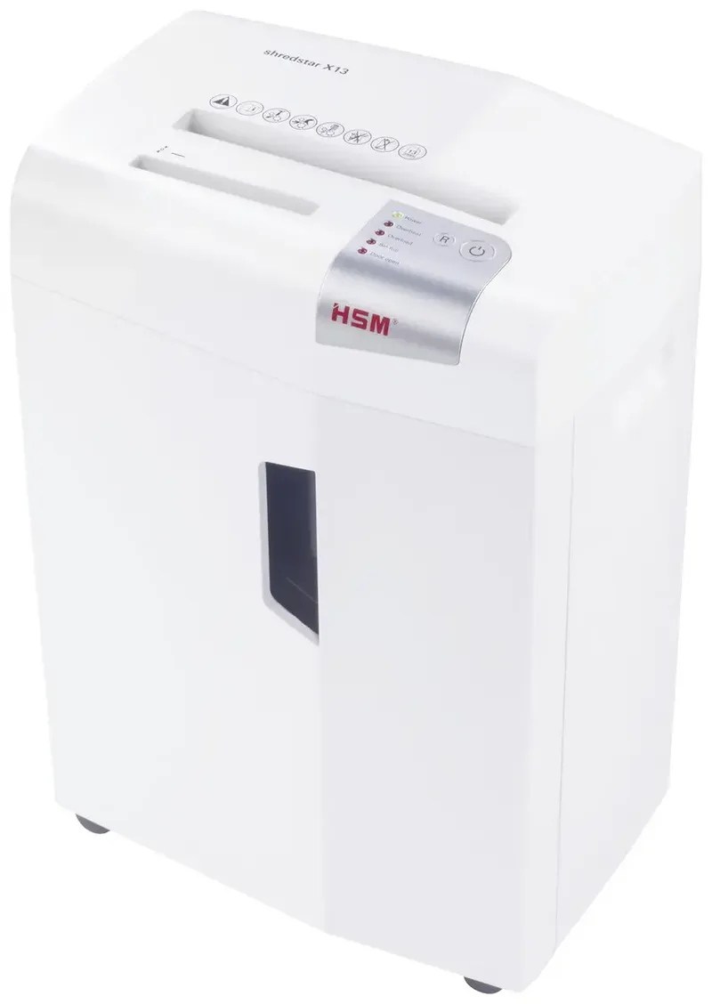shredstar X13 Aktenvernichter 13 Blatt Partikelschnitt 4 x 37 mm P-4 23 l Vernichtet auch CDs, DVDs, Heftklammern, Büroklammern, Kreditkarten von HSM – Produktfoto
