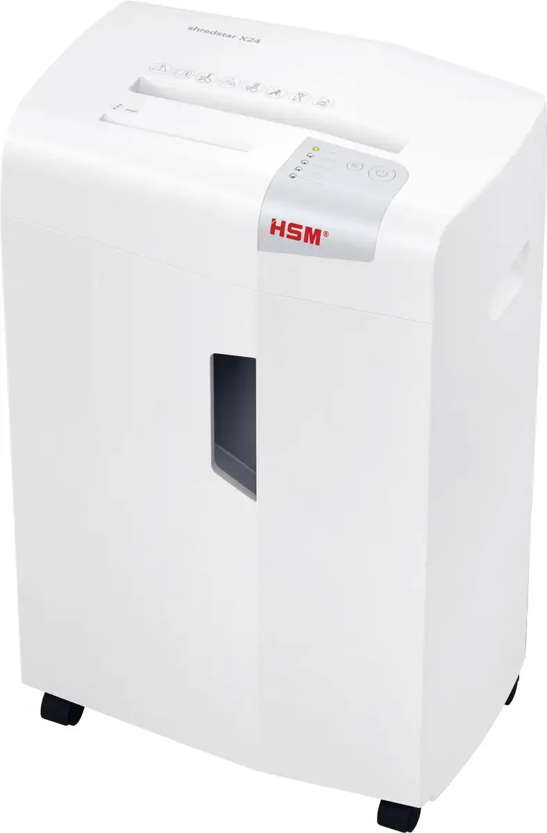 shredstar X24 Aktenvernichter 24 Blatt Partikelschnitt 4 x 37 mm P-4 30 l Vernichtet auch Büroklammern, CDs, DVDs, Heftklammern, Kreditkarte de HSM – photo produit