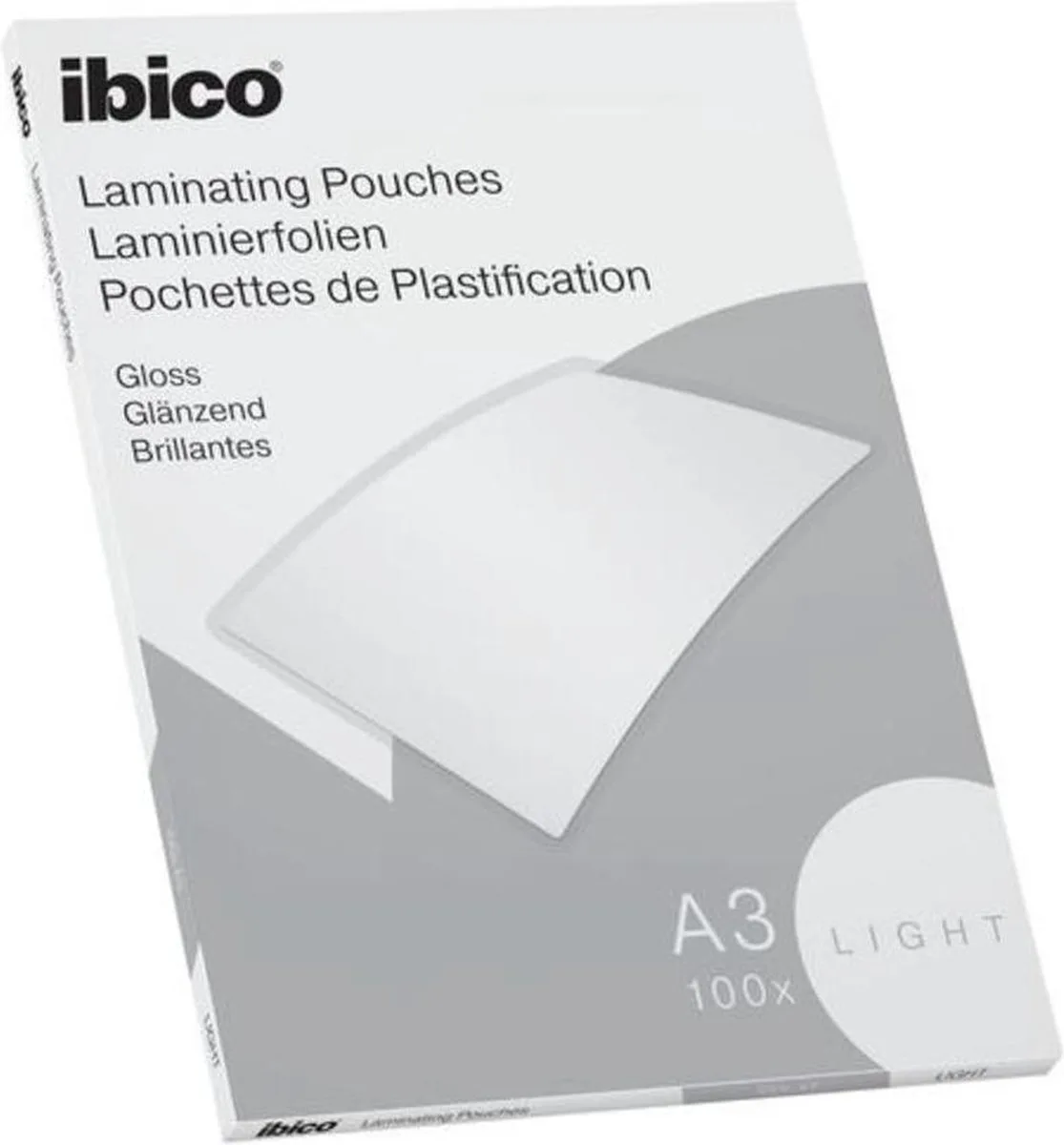 Basics A3 Lamineerhoezen, Glanzend - 80 micron - 100 Stuks - Glashelder von Ibico in Transparent – Produktfoto