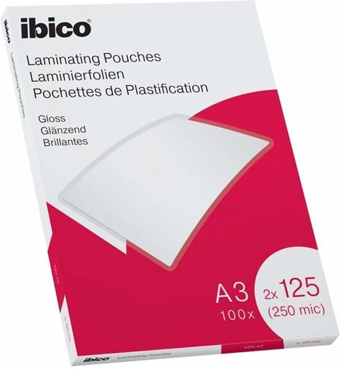 Lamineerhoezen - voor A3 Documenten - 2 x 125 Micron - 100 stuks - Glanzend by Ibico in Transparent – product photo