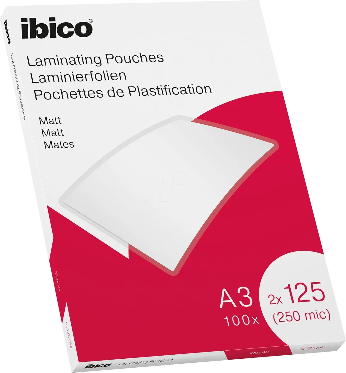 Lamineerhoezen - voor A3 Documenten - 2 x 125 Micron - 100 stuks - Mat de Ibico en Transparent – photo produit
