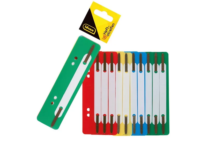 Aktenordner Idena 300411 - Heftstreifen, 10 Stück, in 4 Farben, aus Kunststoff by Idena – product photo