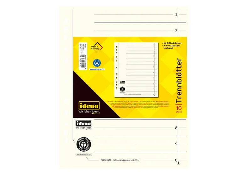 Aktenordner Idena Trennblätter aus Karton 190 g/m² DIN A4 10 Stück by Idena in White – product photo