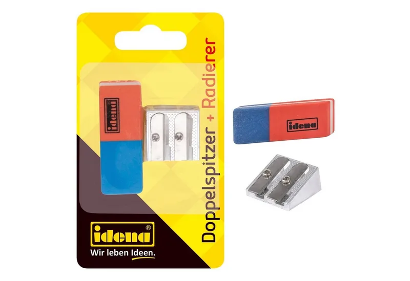 Anspitzer Idena 522073 - Radierer und Doppelanspitzer, 2- teilig, 1 Set van Idena – productfoto