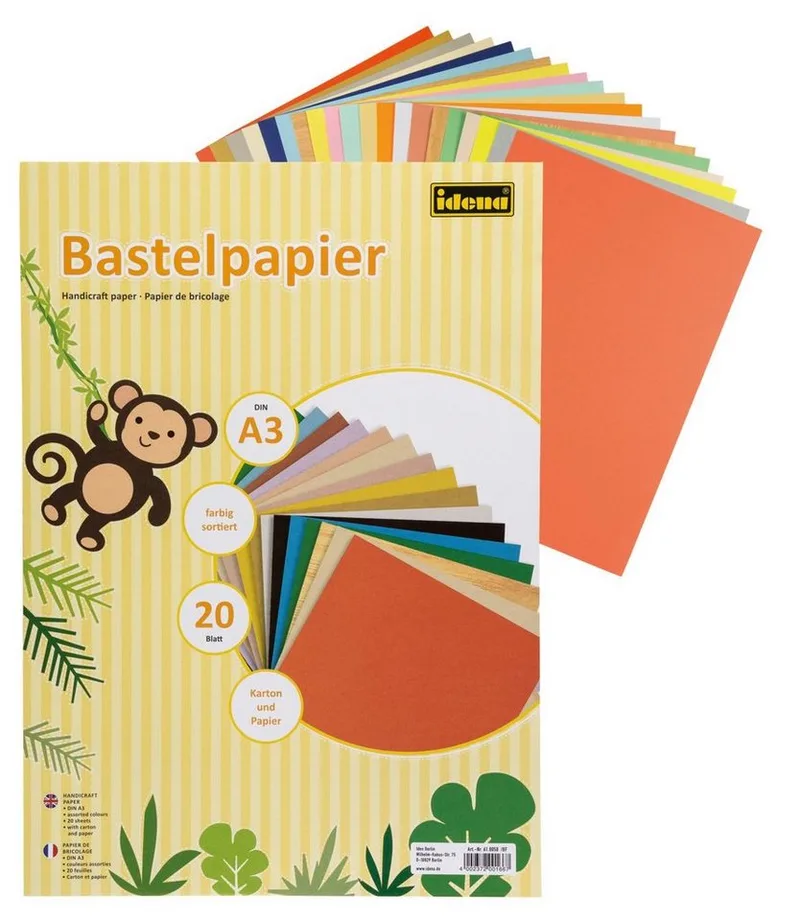 Bastelkartonpapier Idena Bastelpapier A3 Karton/Papier 20Bl. sort. van Idena in Meerkleurig – productfoto