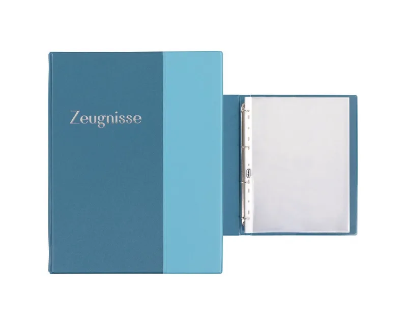 Buchbindemappe Idena Zeugnismappe Ringbuch mit 10 Klarsichthüllen 100µ pastell DIN A4 by Idena in Blue – product photo