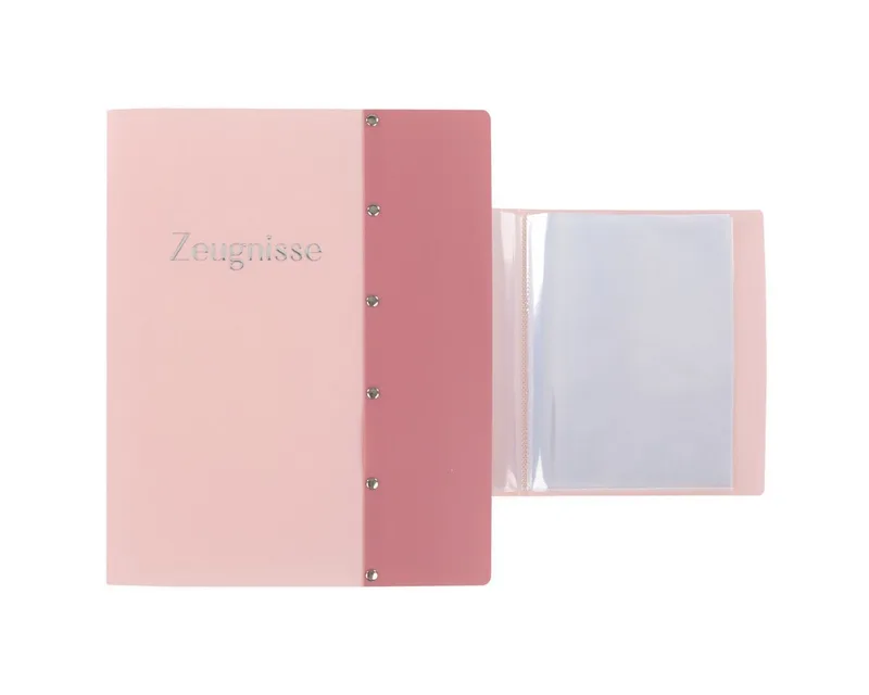 Buchbindemappe Idena Zeugnismappe Sichtbuch mit 12 Klarsichthüllen 100µ pastell DIN A4 by Idena in Pink – product photo