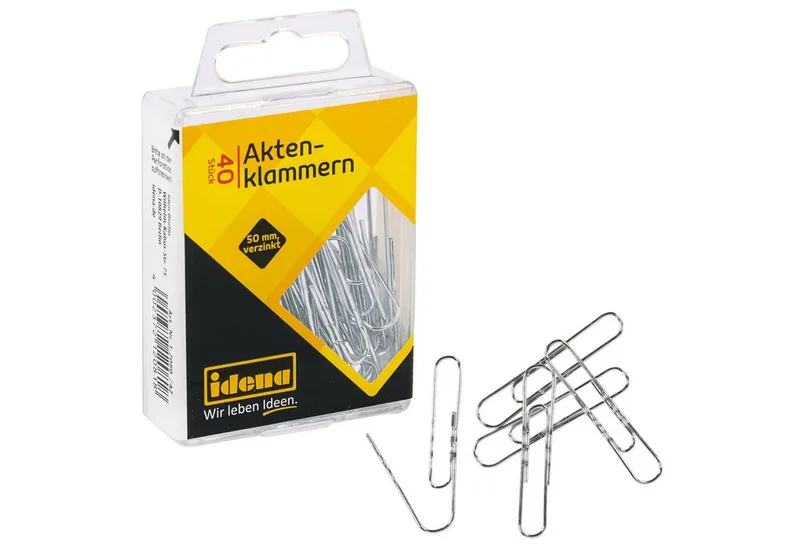 Büroklammer Idena 12080 - Aktenklammern, 40 Stück, 50 mm, verzinkt de Idena en Argent – photo produit