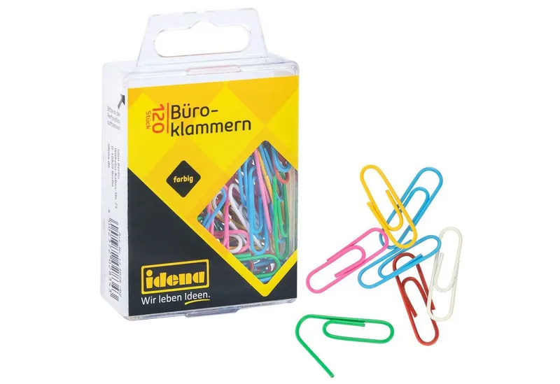 Büroklammer Idena 334028 - Büroklammern, ummantelt, 120 Stück von Idena in Mehrfarbig – Produktfoto