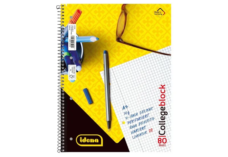 Collegeblock Collegeblock - kariert, DIN A4 van Idena in Geel – productfoto