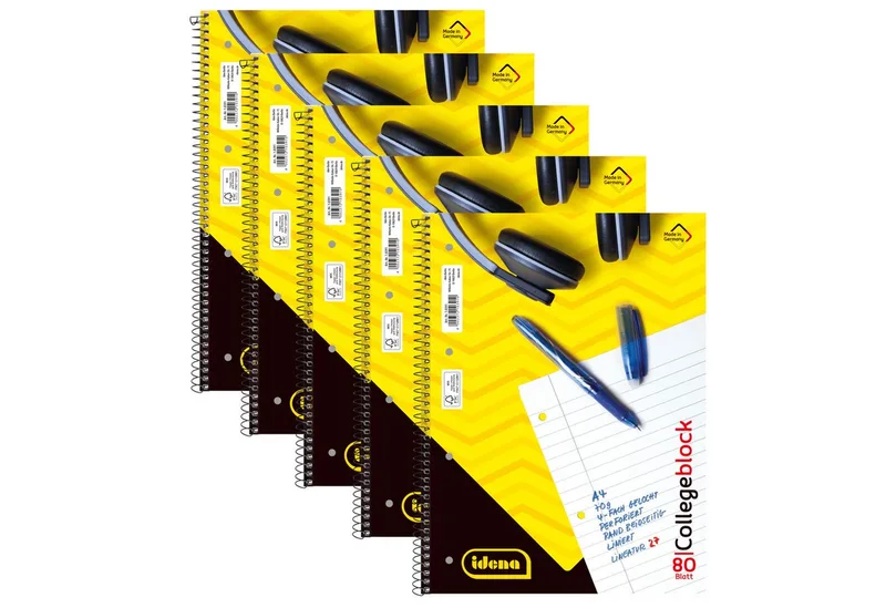 Collegeblock Idena 90366 Bundle Collegeblöcke Lineatur 27 liniert mit Doppelrand de Idena en Blanc – photo produit