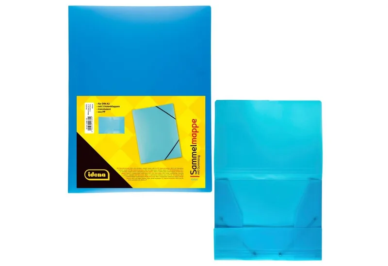 Hefter Idena 10380 - Sammelmappe mit Gummizug für DIN A3, aus Polypropylen de Idena en Bleu – photo produit