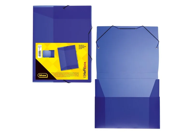 Hefter Idena 225402 - Heftbox für DIN A4 mit Gummizug, aus PP, Füllhöhe 3,5 de Idena en Bleu – photo produit