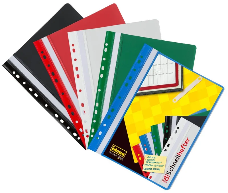Hefter Idena 307862 - Schnellhefter für DIN A4 gelocht, aus Kunststoff, 2 x de Idena en Bleu, Multicolore, Vert, Rouge, Noir – photo produit