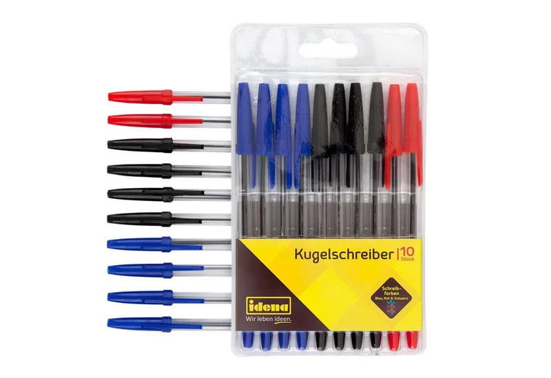 Kugelschreiber Idena 500234 - Kugelschreiber, 10 Stück, sortierte Schreibfarben by Idena in Blue, Red, Black – product photo