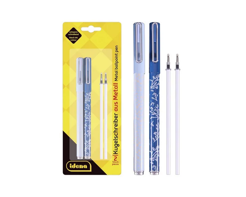 Kugelschreiber Idena Kugelschreiber Metall 2 Stück mit 2 Ersatzminen Schreibfarbe by Idena in Blue – product photo