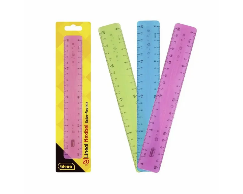 Lineal Flexibles Lineal 20cm - Bruchsicher & Biegsam - sortiert fra Idena – produktbillede