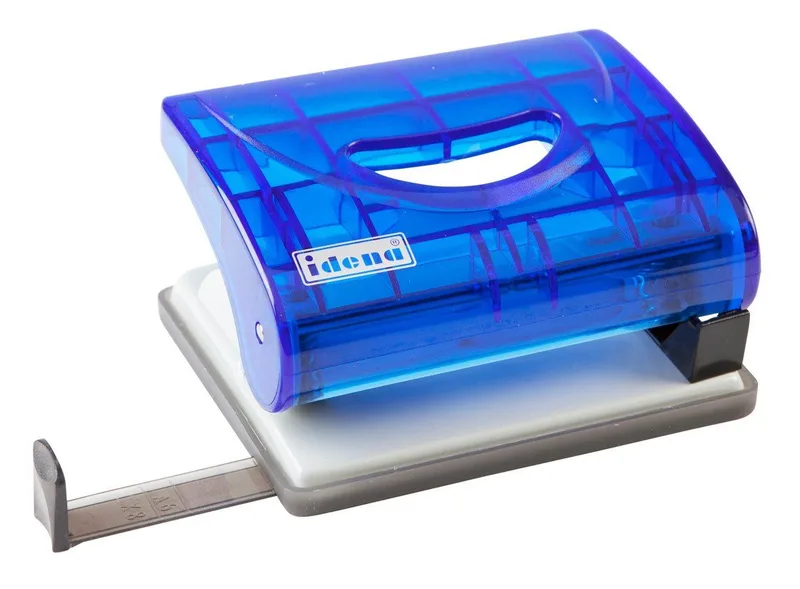 Lochstanzer Idena 300750 - Locher mit Anschlagschiene, transluzent, 16 Blatt de Idena en Bleu – photo produit