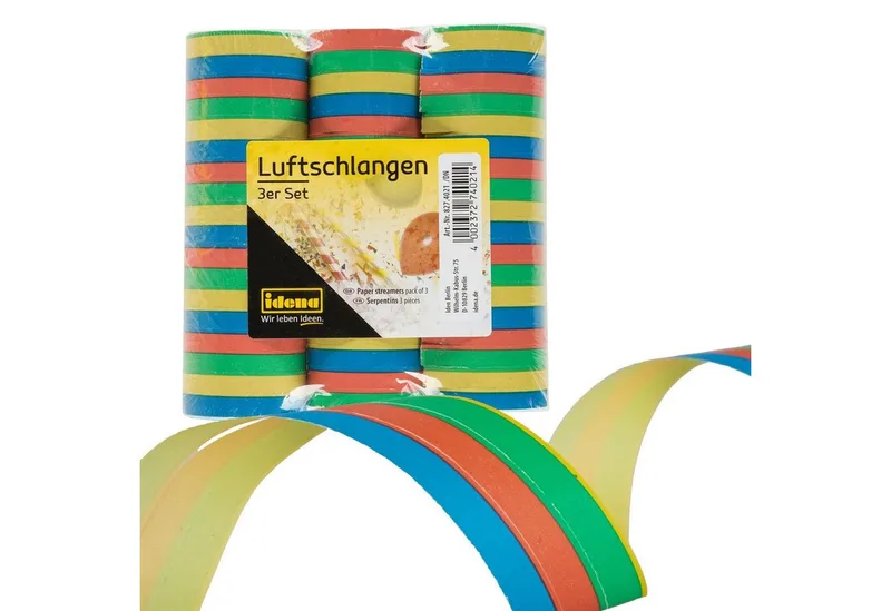 Luftschlange Idena 8274021 - Luftschlangen, 3 Rollen, Mehrfarbig, aus Papier, Dekor by Idena in Multicolour – product photo