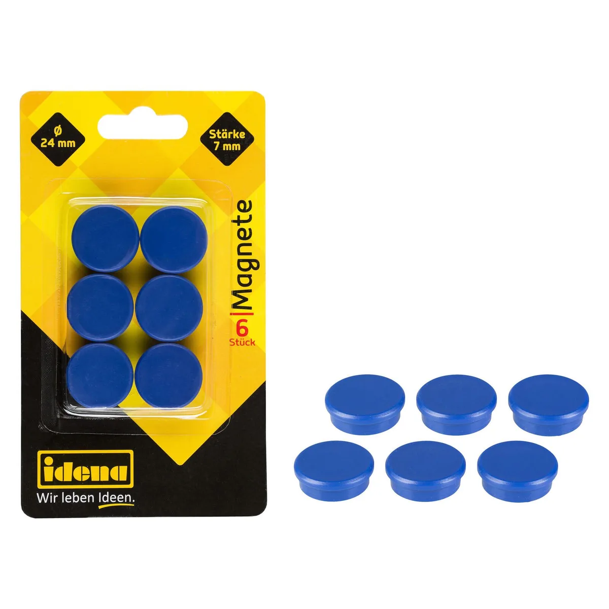 Magnete Ø 2,4 x 0,7 blau fra Idena – produktbillede