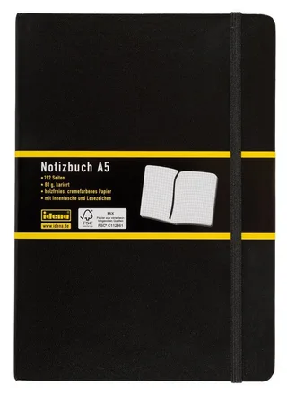 Notizbuch Notizbuch - kariert, DIN A5, Hardcover, 80 g/m² von Idena in Schwarz – Produktfoto 1 von 3