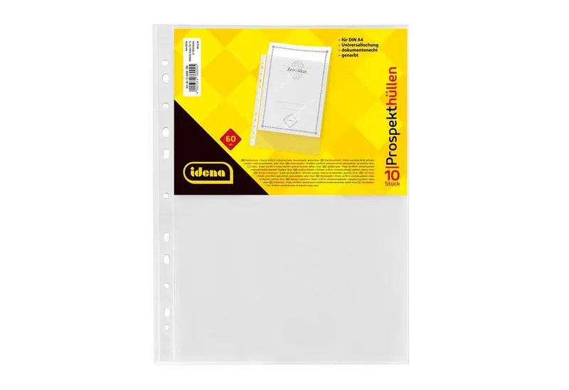 Prospekthülle Idena 376004 - Prospekthülle DIN A4 Format, genarbt, 60µ, 10 Stück von Idena in Weiß – Produktfoto