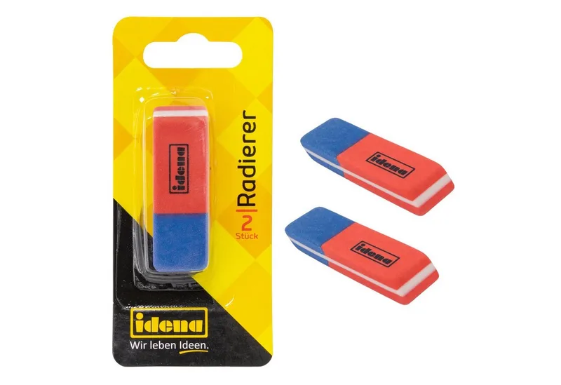 Radiergummi Idena 522023 - Radierer für Bleistift und Tinte, 2 Stück by Idena in Blue, Red – product photo