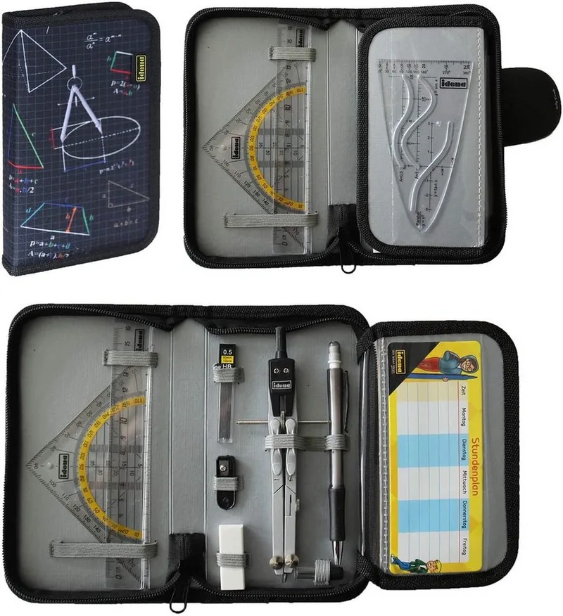 Zirkel 11tlg. Geometrie- und Zeichenset mit Zirkel, Radierer, Dreieck, Linea by Idena – product photo