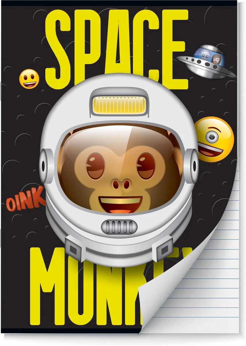 Emoji - Space Monkey schriften Lijn A4 - 2 stuks från Interstat i Flerfärgad – produktbild