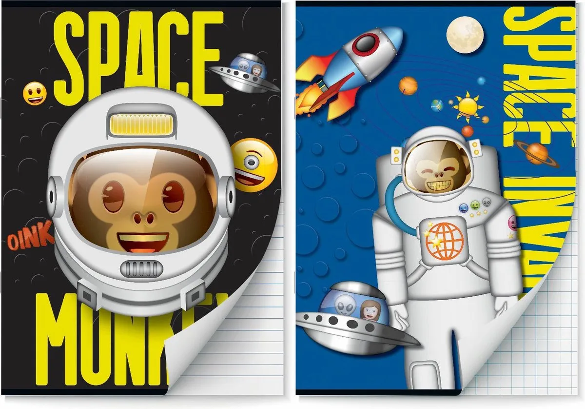 Emoji - Space Monkey schriften Lijn en Ruit 10 mm A4 - 4 stuks van Interstat in Meerkleurig – productfoto