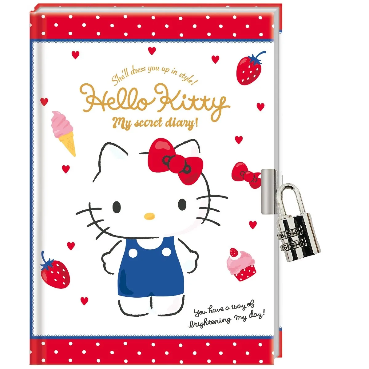 Hello Kitty Dagboek met Cijferslot - Hardcover - 264 Pagina's fra Interstat i Rød – produktbillede