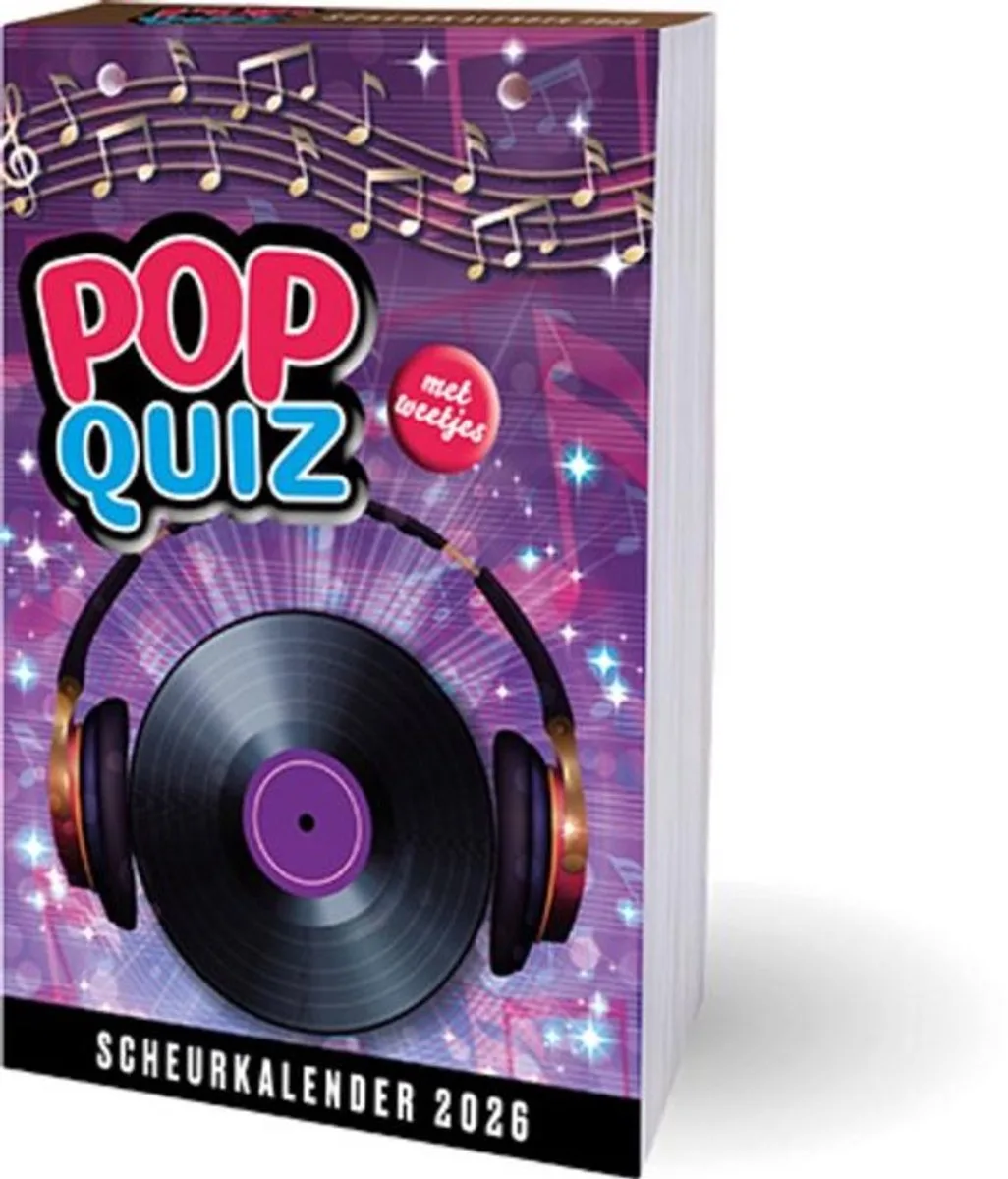 Popquiz met Weetjes Scheurkalender 2026 fra Interstat i Zwart wit – produktbillede