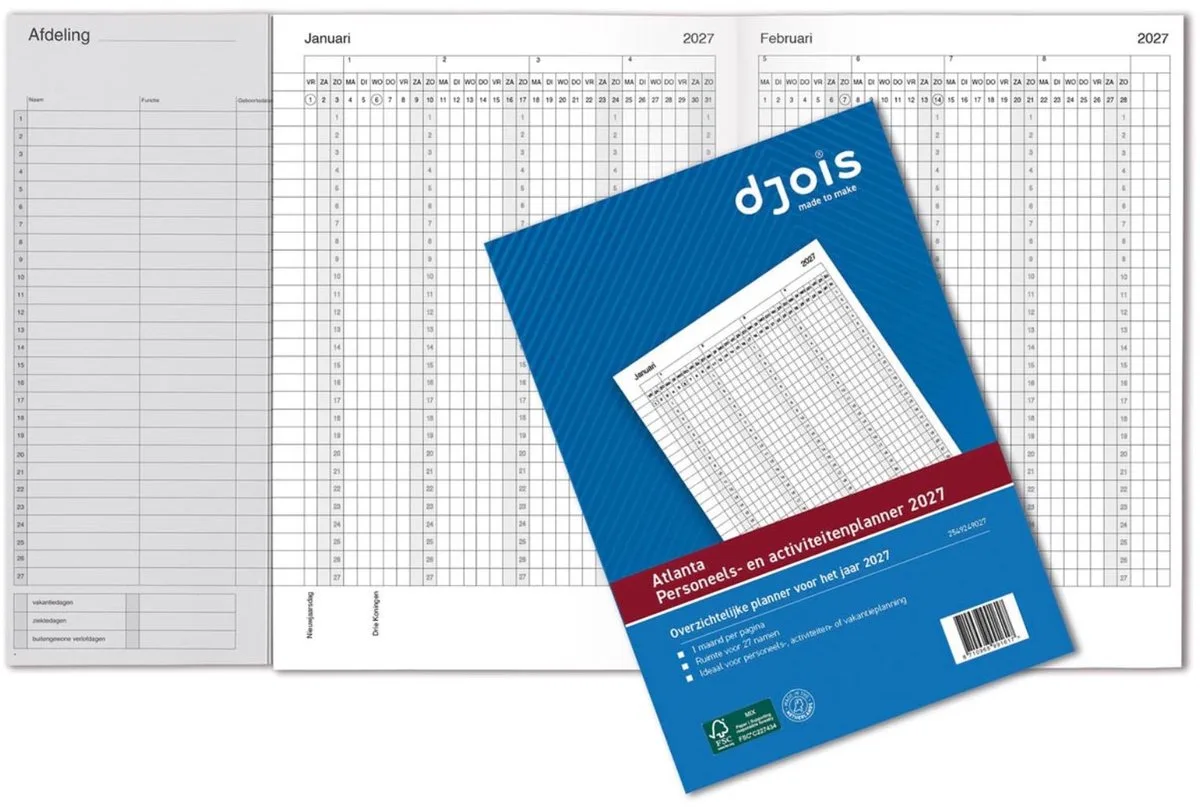 Atlanta Jaarplanner - Djois personeel- en activiteitenplanner - A4 - 2027 fra Jalema i Blå – produktbillede