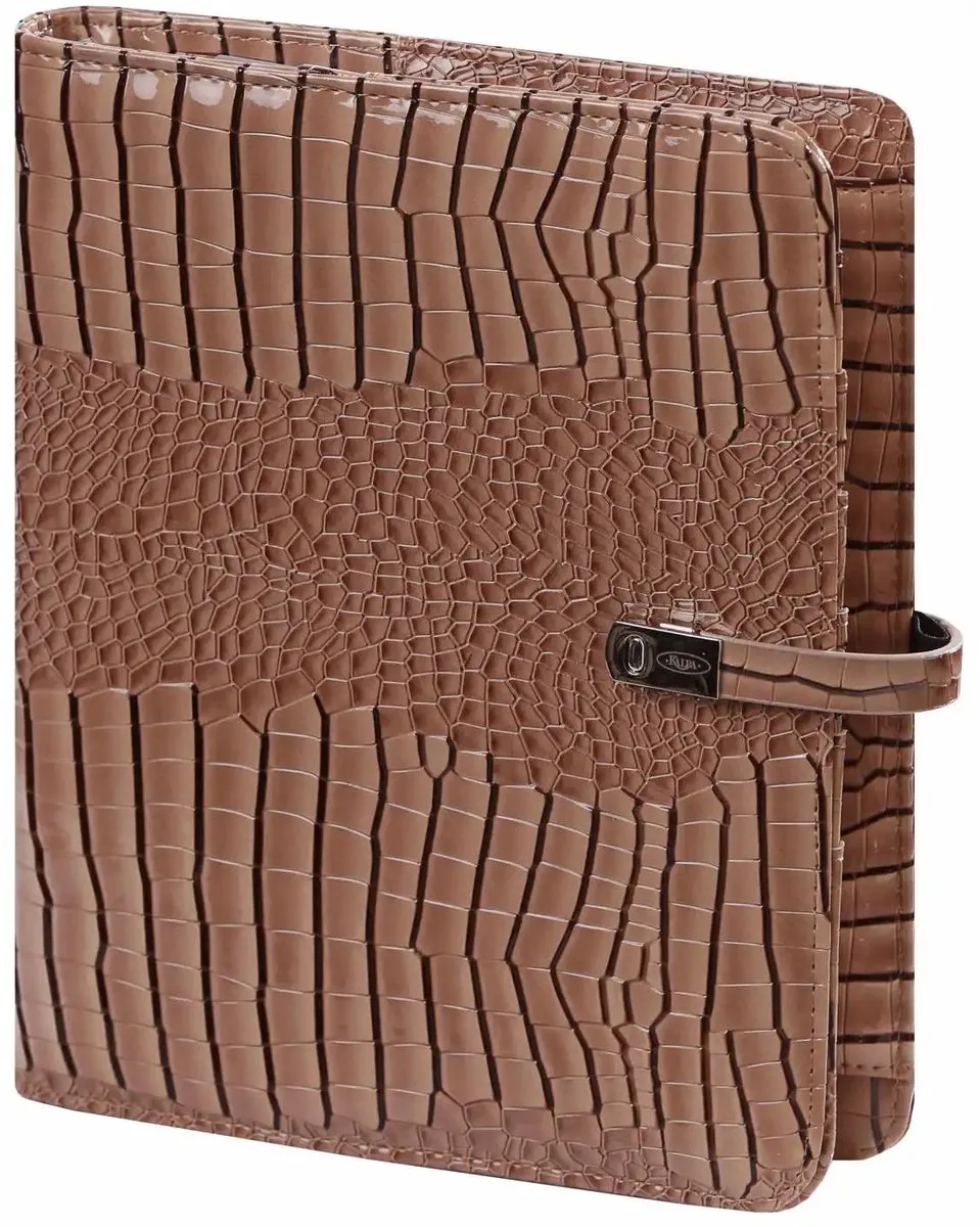 1011-63 A5 Agenda glans Croco Taupe 1 week per 2 paginas 2026-2027-2028 fra Kalpa i Gloss Croco Taupe – produktbillede