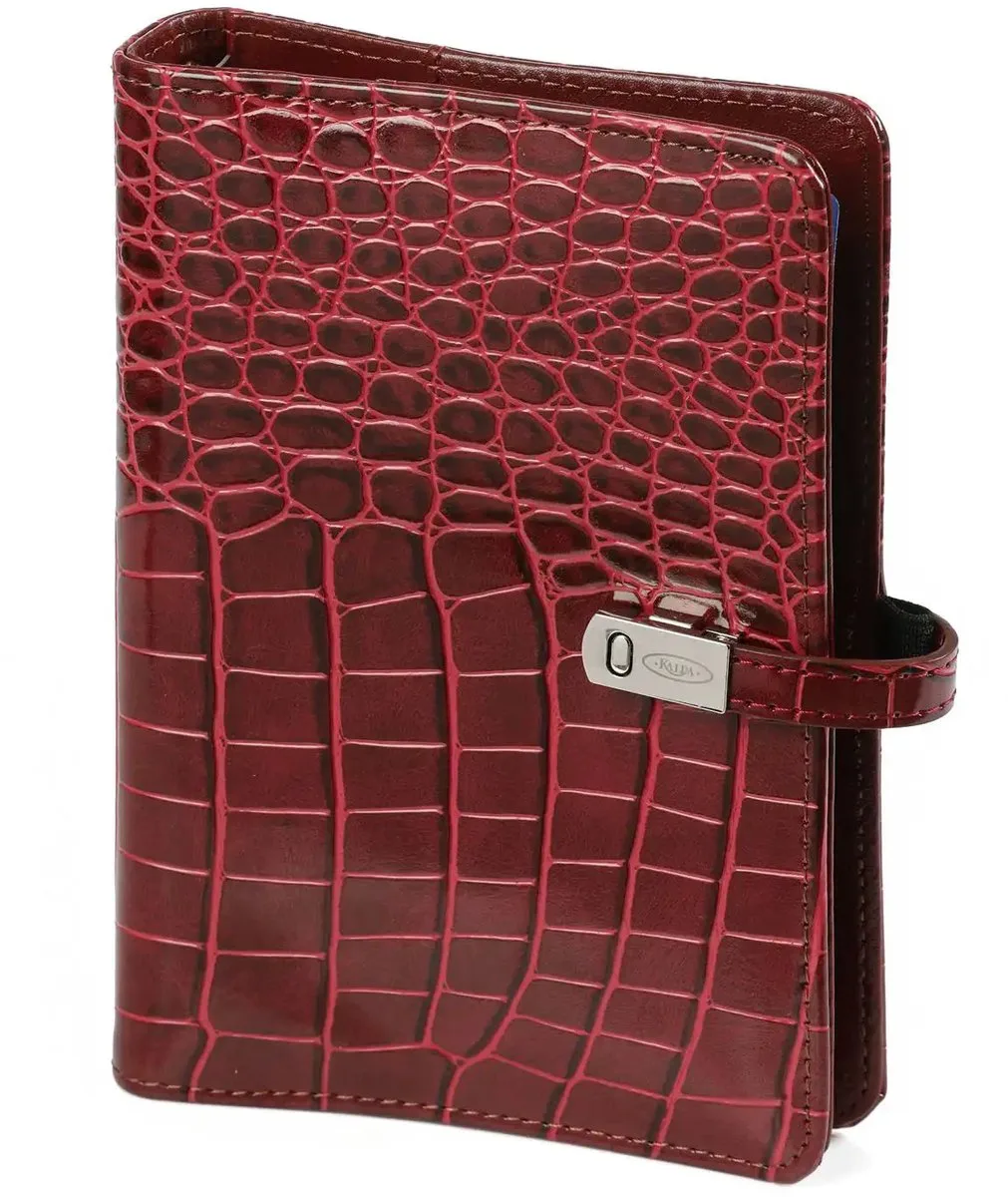 1111-08 hervulbare Personal Ringband Agenda 1 week per 2 paginas 2026-2027-2028 fra Kalpa i Croco Mulberry – produktbillede