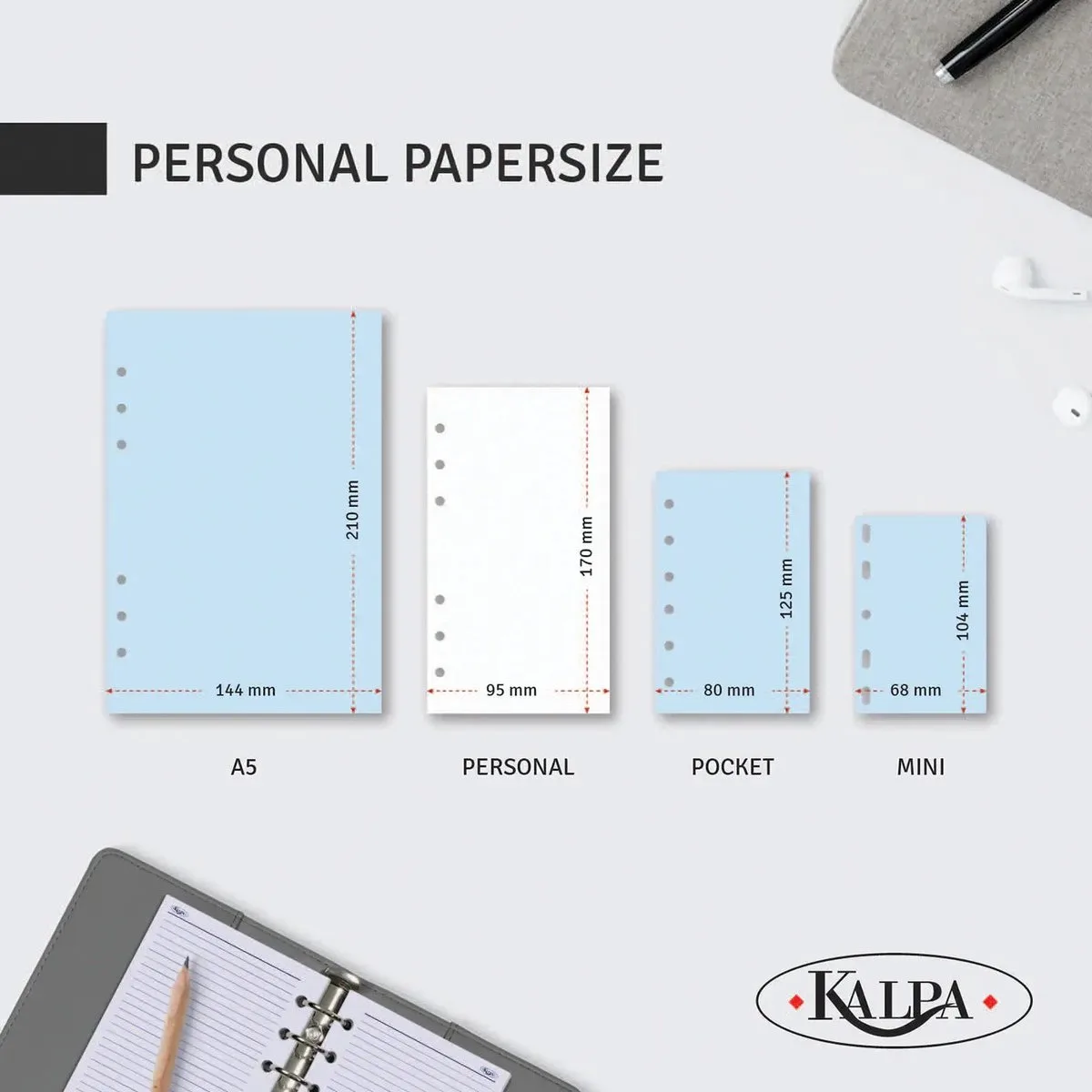 1111-39 hervulbare Personal Agenda 1 week per 2 paginas 2026-2027-2028 fra Kalpa i Omber Bruin – produktbillede